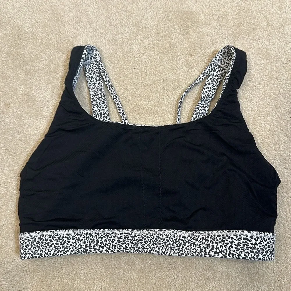 Athleta Black White Animal Sports Bra Women Size Small